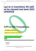 Lpn to rn transitions 4th editi on by claywell test bank 2023  UPDATES