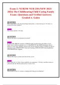 Exam 2: NUR230/ NUR 230 (NEW 2023/ 2024) The Childbearing/Child Caring Family Exam | Questions and Verified Answers| Graded A- Galen
