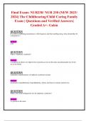 Final Exam: NUR230/ NUR 230 (NEW 2023/ 2024) The Childbearing/Child Caring Family Exam | Questions and Verified Answers| Graded A+- Galen