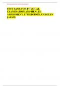 TEST BANK FOR PHYSICAL EXAMINATION AND HEALTH ASSESSMENT&comma; 8TH EDITION&comma; CAROLYN JARVIS