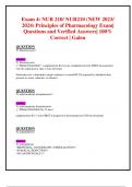 Exam 4: NUR 210/ NUR210 (NEW 2023/ 2024) Principles of Pharmacology Exam|  Questions and Verified Answers| 100% Correct | Galen 