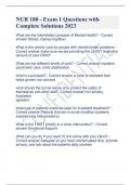 NUR 180 - Exam 1 Questions with Complete Solutions 2023
