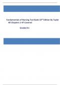 Test Bank for Fundamentals of Nursing 10th Edition Taylor (2023/2024)| | Chapter 1-47 | Complete Questions and Answers A+