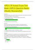 APEA 3P Actual Exam Test Bank (APEA Question Bank) (Mostly Resourceful)