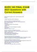 NURS 160 FINAL EXAM 2023 Questions with Correct Answers 