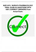 NUR 2474 / NUR2474 PHARMACOLOGY FINAL EXAM All QUESTIONS WITH  100% CORRECT ANSWERS From  Actual Exam.