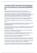 Louisiana P&C Insurance Exam Review set one Questions & Answers&lpar;GRADED A&rpar; 
