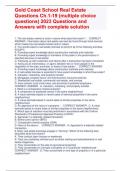 Gold Coast School Real Estate Questions Ch&period;1-19 &lpar;multiple choice questions&rpar; 2023 Questions and Answers with complete solution