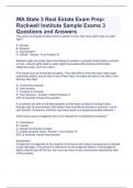 WA State 3 Real Estate Exam Prep&colon; Rockwell Institute Sample Exams 3 Questions and Answers