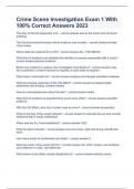 Crime Scene Investigation Exam 1 With 100&percnt; Correct Answers 2023