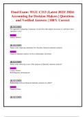 Final Exam&colon; WGU C213 &lpar;Latest 2023&sol; 2024&rpar; Accounting for Decision Makers &vert; Questions  and Verified Answers &vert; 100&percnt; Correct 