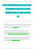 FTCE PROFESSIONAL&lpar;Actual&rpar; EXAM QUESTIONS And Answers WITH VERIFIED SOLUTIONS GRADED A&plus;