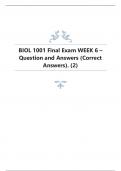 BIOL 1001 Final Exam WEEK 6 – Question and Answers (Correct Answers).