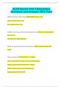 ACCS Review Part 2 Respiratory Questions and Answers 100&percnt; Pass