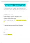 California Real Estate License Exam 1 Questions and Answers 100&percnt; Pass