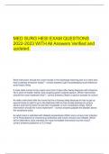  MED SURG HESI EXAM QUESTIONS 2022-2023 WITH All Answers Verified and updated.