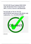 NCLEX RN Exam Updated 2023-2024  with All Question from Actual Exam,  100% Correct Answers and Rationale