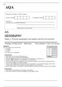 AQA AS GEOGRAPHY Paper 1 JUNE 2023 QUESTION PAPER: Physical geography and people and the environment