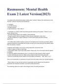 Rasmussen: Mental Health Exam 2 Latest Version(2023) Sample Questions and Answers