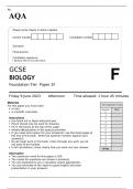AQA GCSE BIOLOGY Foundation Tier Paper 2F QUESTION PAPER 2023