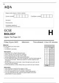AQA GCSE BIOLOGY Higher Tier Paper 2H QUESTION PAPER 2023
