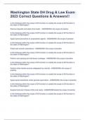 Washington State DH Drug & Law Exam 2023 Correct Questions & Answers&excl;&excl;