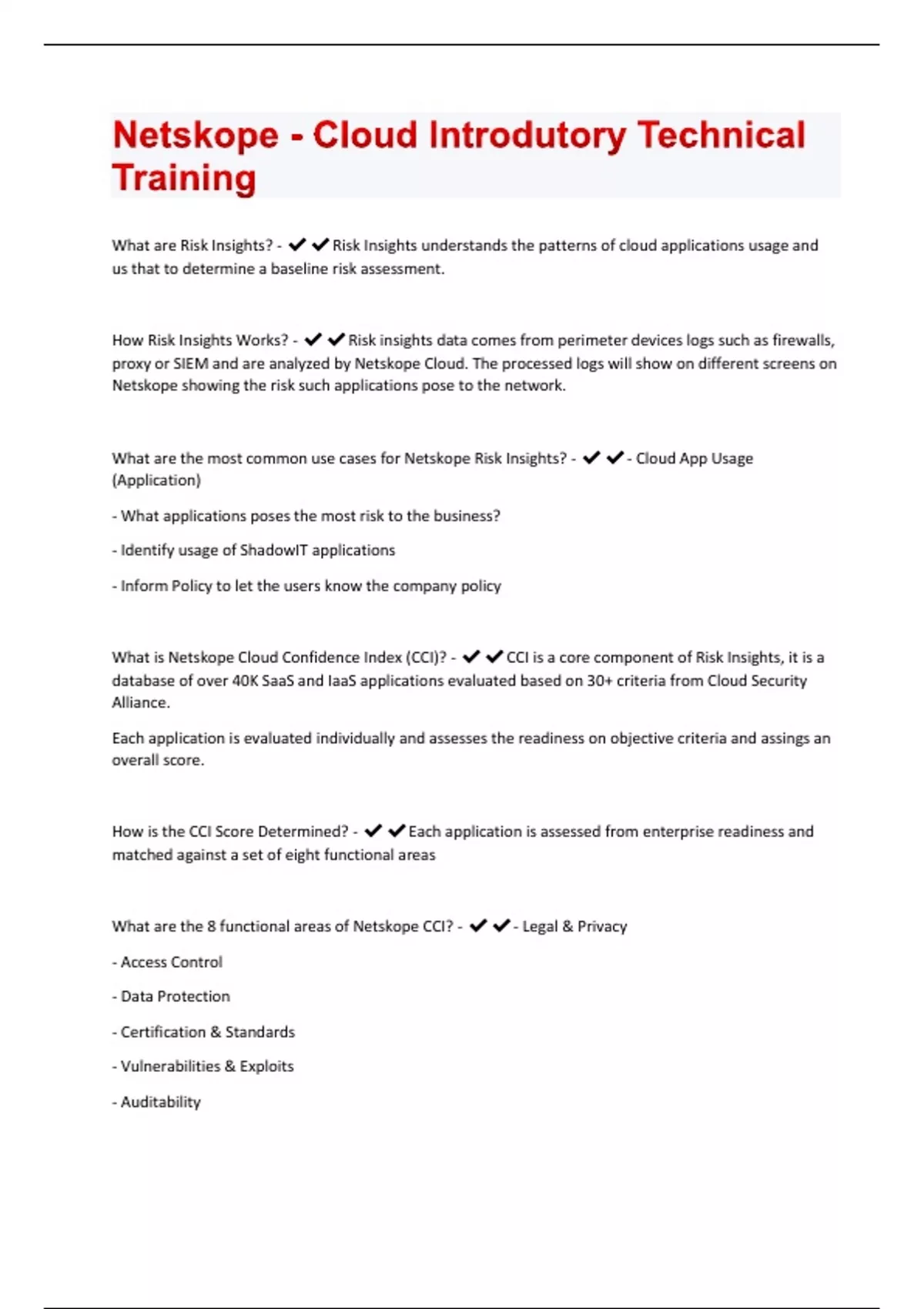 Netskope Cloud Introdutory Technical Training 57 Questions and