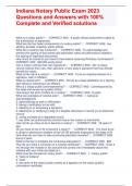 Indiana Notary Public Exam 2023 Questions and Answers with 100&percnt; Complete and Verified solutions 
