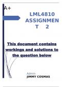 LML4810 Assignment 2 (COMPLETE ANSWERS) Semester 2 2023 