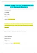 MA Real Estate Practice Exam Questions with Complete Solutions RATED A&plus; 2023 UPDATE 