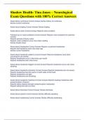 Shadow Health- Tina Jones &ndash; Neurological Exam Questions with 100&percnt; Correct Answers 