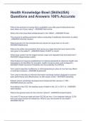 Health Knowledge Bowl &lpar;SkillsUSA&rpar; Questions and Answers 100&percnt; Accurate