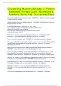 Counseling Theories &lpar;Chapter 7&rpar; Person-Centered Therapy Exam &vert; Questions & Answers &lpar;Rated A&plus;&rpar; &vert; Guaranteed Pass