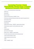 Counseling Theories- Choice Theory/Reality Therapy Exam | Complete Questions & Answers (100% Verified)