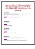 Exam 1: NR 327 / NR327 Maternal-Child Nursing Exam | Questions and Verified  Answers| Graded A -Chamberlain (Latest 2023/2024) 