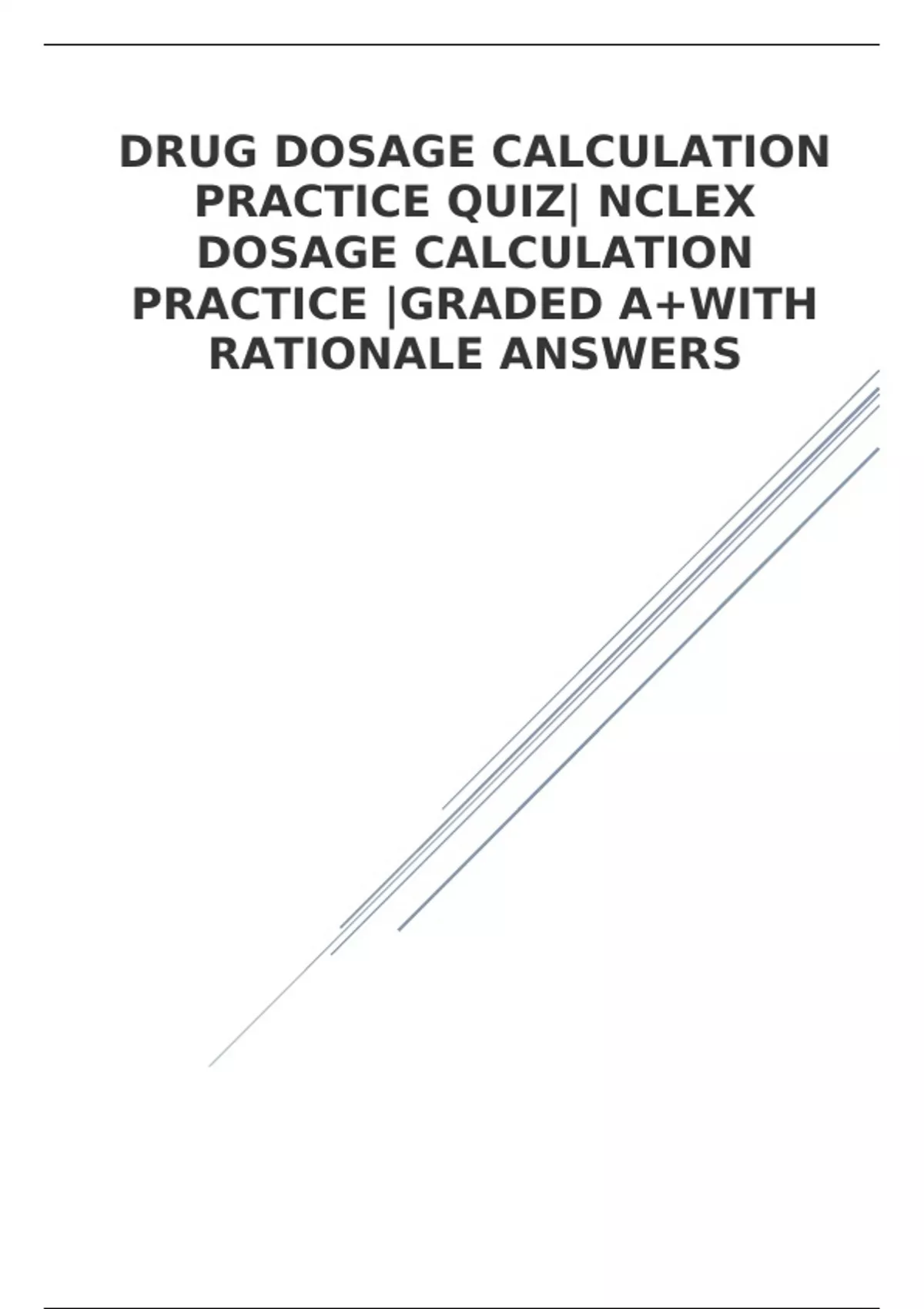 DRUG DOSAGE CALCULATION PRACTICE QUIZ| NCLEX DOSAGE CALCULATION ...
