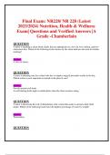 Final Exam: NR228/ NR 228 (Latest  2023/2024) Nutrition, Health & Wellness Exam| Questions and Verified Answers |A  Grade -Chamberlain 