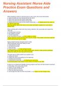 Nursing Assistant&sol;Nurse Aide Practice Exam Questions and Answers 