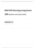 RAD MS Nursing Long Exam Questions and Answers 2023
