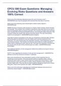 CPCU 500 Exam Questions- Managing Evolving Risks Questions and Answers 100% Correct 