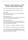 HBS EOC : Final Exam Review : PLTW Questions With Complete Solutions