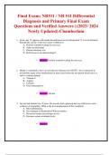 Final Exam: NR511 / NR 511 Differential Diagnosis and Primary Final Exam  Questions and Verified Answers | (2023/ 2024 Newly Updated) Chamberlain 