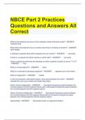 NBCE Part 2 Practices Questions/NBCE Part 2 Practices Questions and Answers All  Correc