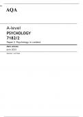 AQA A-level PSYCHOLOGY Paper 2 MARK SCHEME 2023: Psychology in context