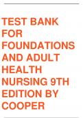 TEST BANK FOR FOUNDATIONS AND ADULT HEALTH NURSING 9th Edition BY KIM COOPER KELLY GOSNELL