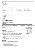 AQA AS PSYCHOLOGY Paper 2 QUESTION PAPER 2023: Psychology in context
