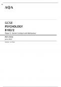 AQA GCSE PSYCHOLOGY Paper 2 MARK SCHEME 2023: Social Context and Behaviour