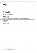 AQA A-LEVEL SOCIOLOGY Paper 3 MARK SCHEME 2023:  Crime and Deviance with Theory and Methods