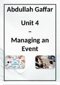 Unit 4- Managing an Event Learning Aims A, B, C, D, E  Assignment 1, 2,3