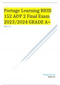Portage Learning BIOD 152 A&P 2 Final Exam 2023&sol;2024 GRADE A&plus;
